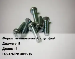 Винт установочный, с цапфой 5х4 DIN 915